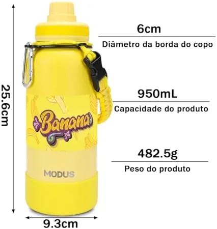 MODUS Garrafa Térmica Esportiva De Aço Inoxidável Com Isolamento A Vácuo De 950ML (Gradiente Amarelo)