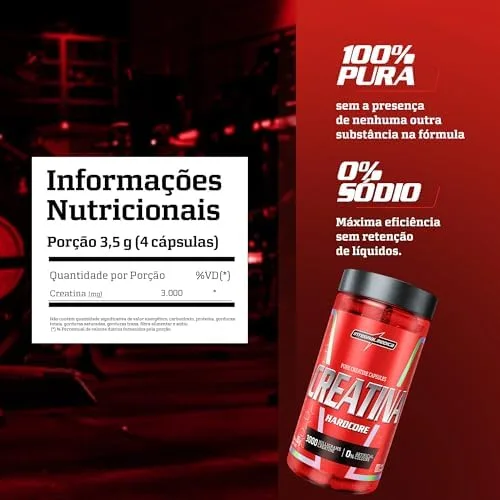 Integralmedica - Creatina em Cápsulas Hardcore - 100% Pura e Monohidratada - 120 Cápsulas