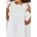 Vestido Infantil Menina Branco Bordado Colorido Babados