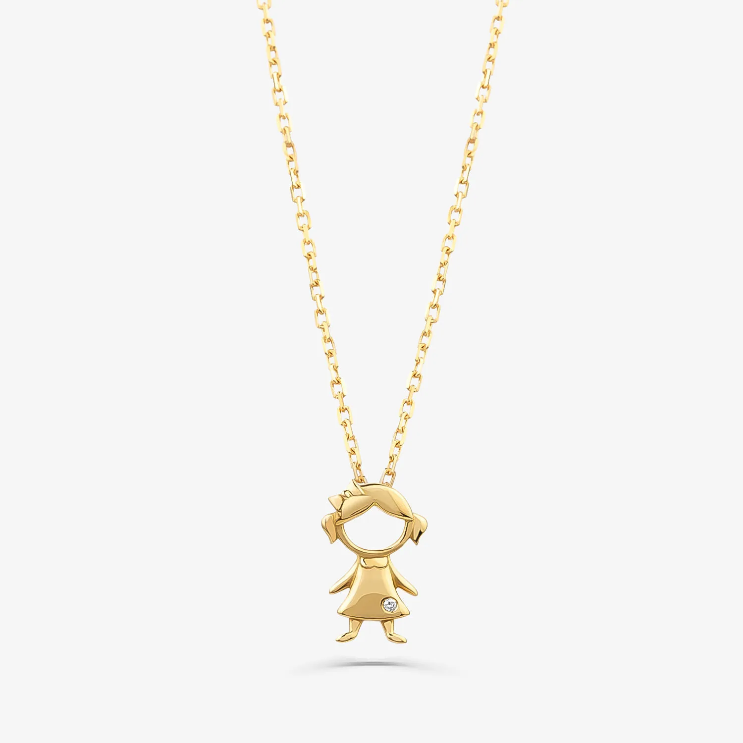 Pingente Menina com Diamante em Ouro Amarelo 18k