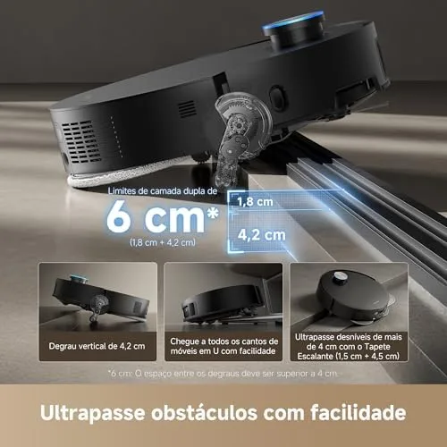 Dreame X50 Ultra Robô Aspirador e Esfregão, 20.000Pa, supera obstáculos de 6 cm, mopa extensível e removível, navegação LDS inteligente, desvio de obstáculos por IA, navegação 360° e modo pet,127V