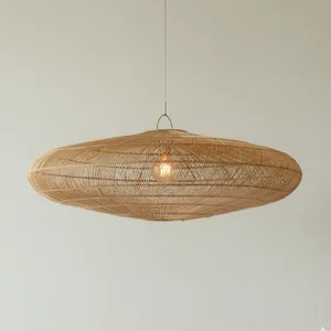 Luminária Artesanal Rattan Natural Gaia 60x24cm Bahali