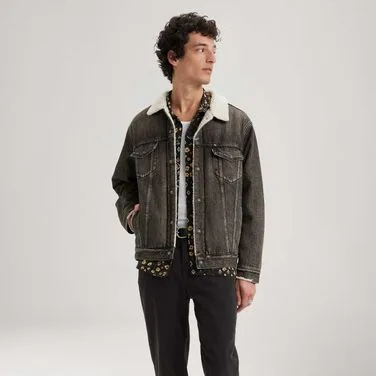 Jaqueta Jeans Levi's® Trucker Sherpa Relaxed Preta