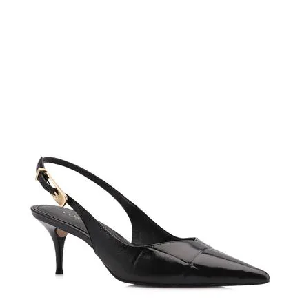 Scarpin - Couro Maxi Croco Preto