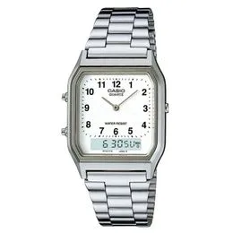Relógio Casio Vintage AnaDigi AQ-230A-7BMQ-BR Branco e Prata