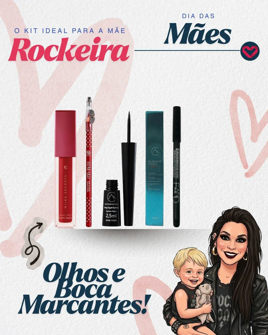 Kit De Maquiagem Mãe Rockeira