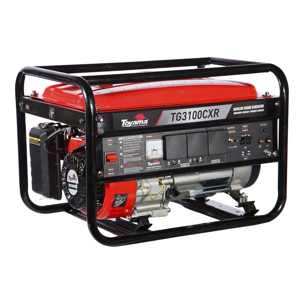 Gerador à Gasolina 4T 196CC 3,1 kVA Bivolt Mono TG3100CXR com Partida Manual e AVR TOYAMA-201-025E25