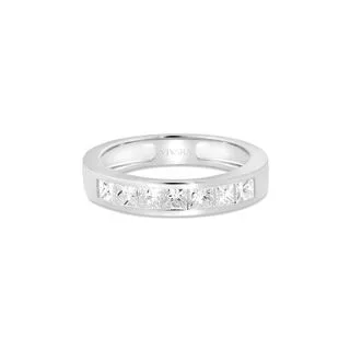Meia Aliança Princess em Ouro Branco 18k com Diamantes 1,12 ct