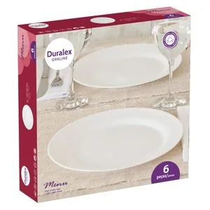 Jogo de Prato Raso Duralex Opaline Menu 6 peças 23cm - Nadir