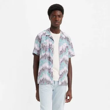 Camisa Levi's® Classic Camper Estampada Azul Manga Curta