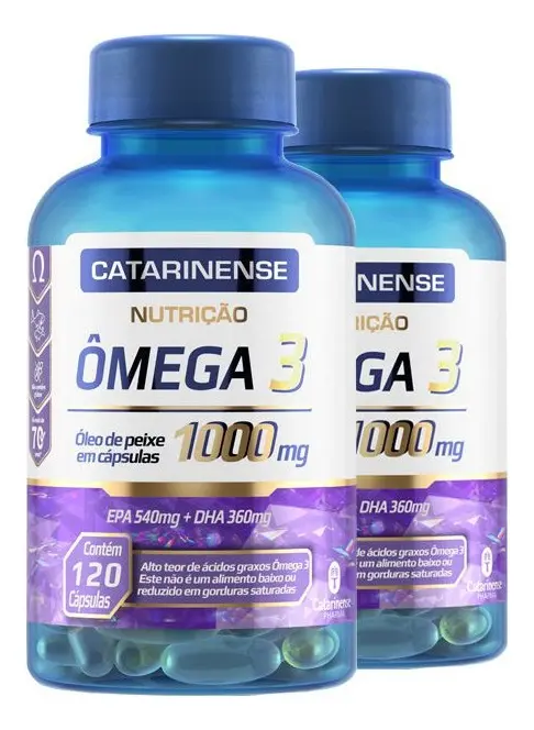 Kit 3 Ômega 3 Epa 540mg Dha 360mg Catarinense 120 Cápsulas Sabor Sem Sabor