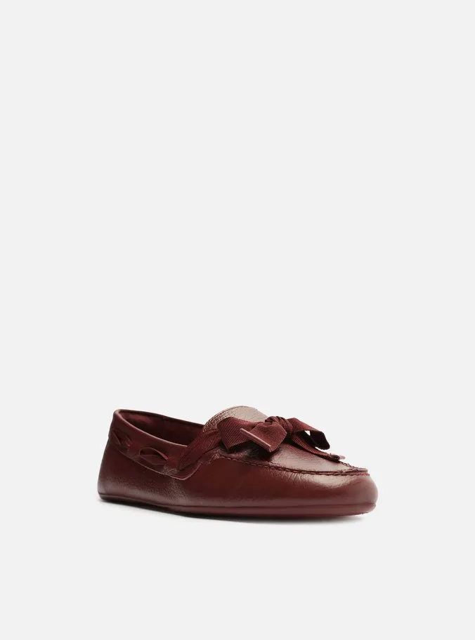 Mocassim Vinho Couro Laço Gorgurão