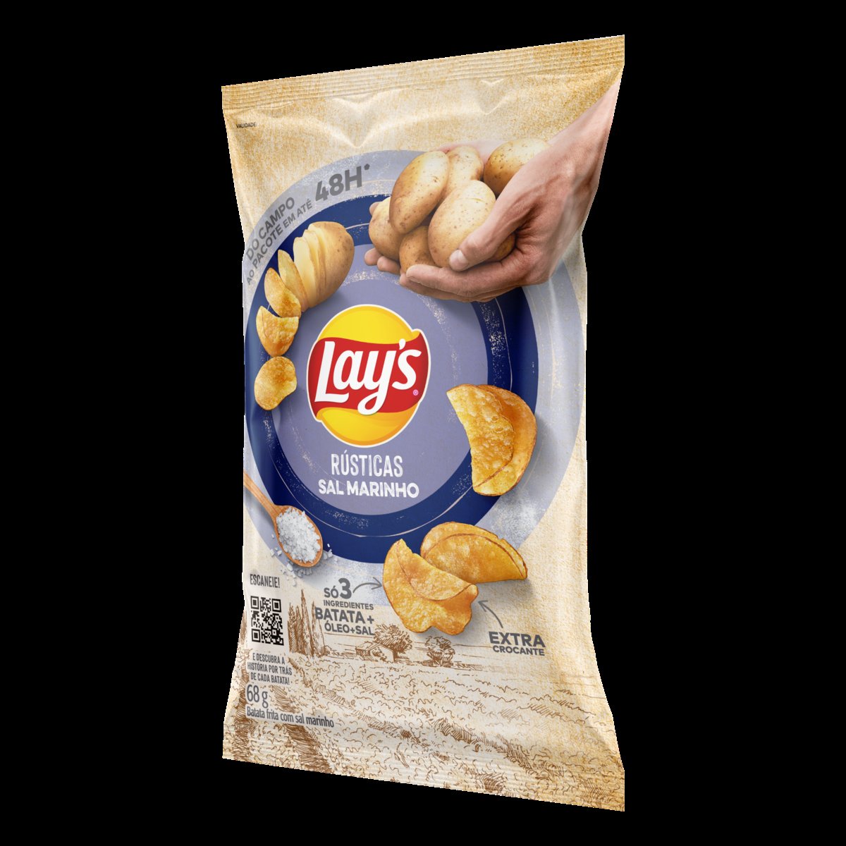 Batata Frita Lays Rústica Sal Marinho 68g