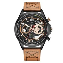 Relógio Masculino Philip London Destroyer Couro PL80387612MPRN Preto