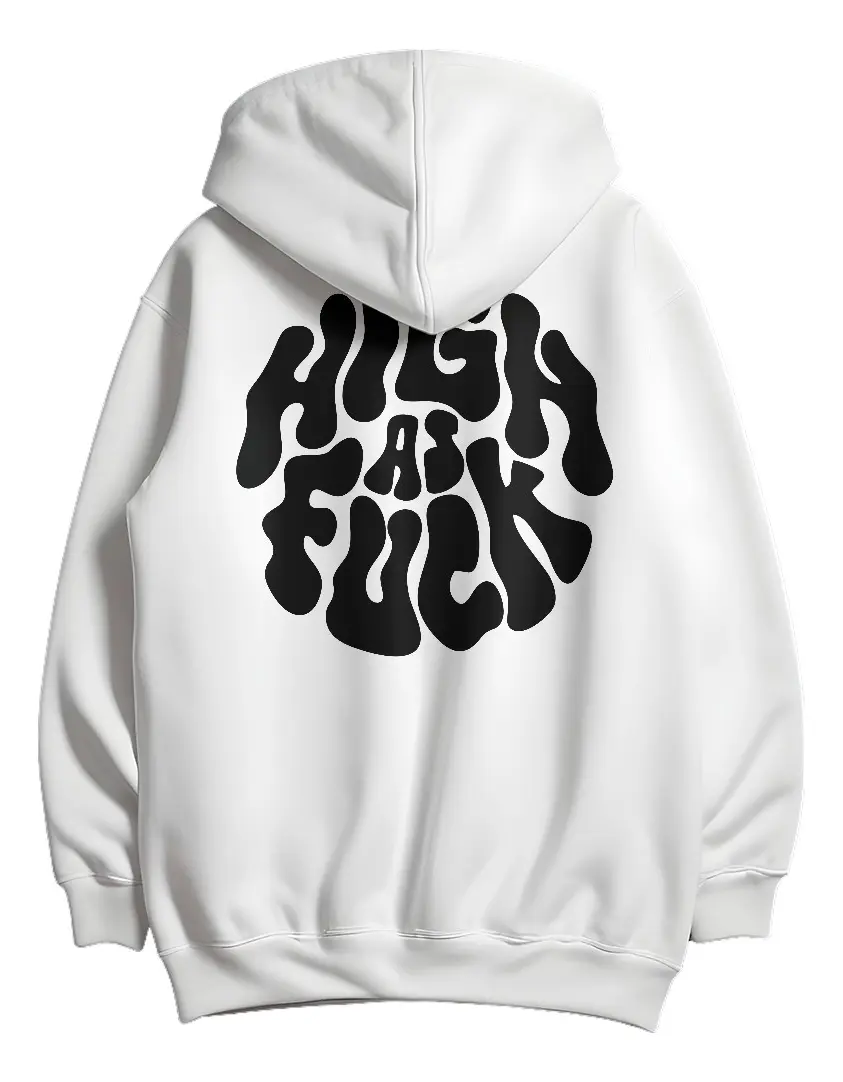Moletom Casaco High As Fuck 100% Algodão Blusa Frio Canguru