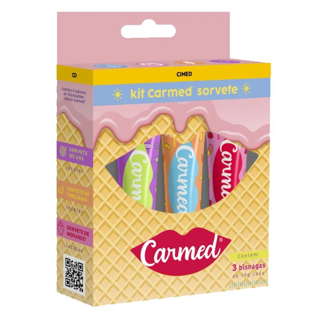 Kit Hidratante Labial Carmed Sorvete Verão 3 Unidades 10g