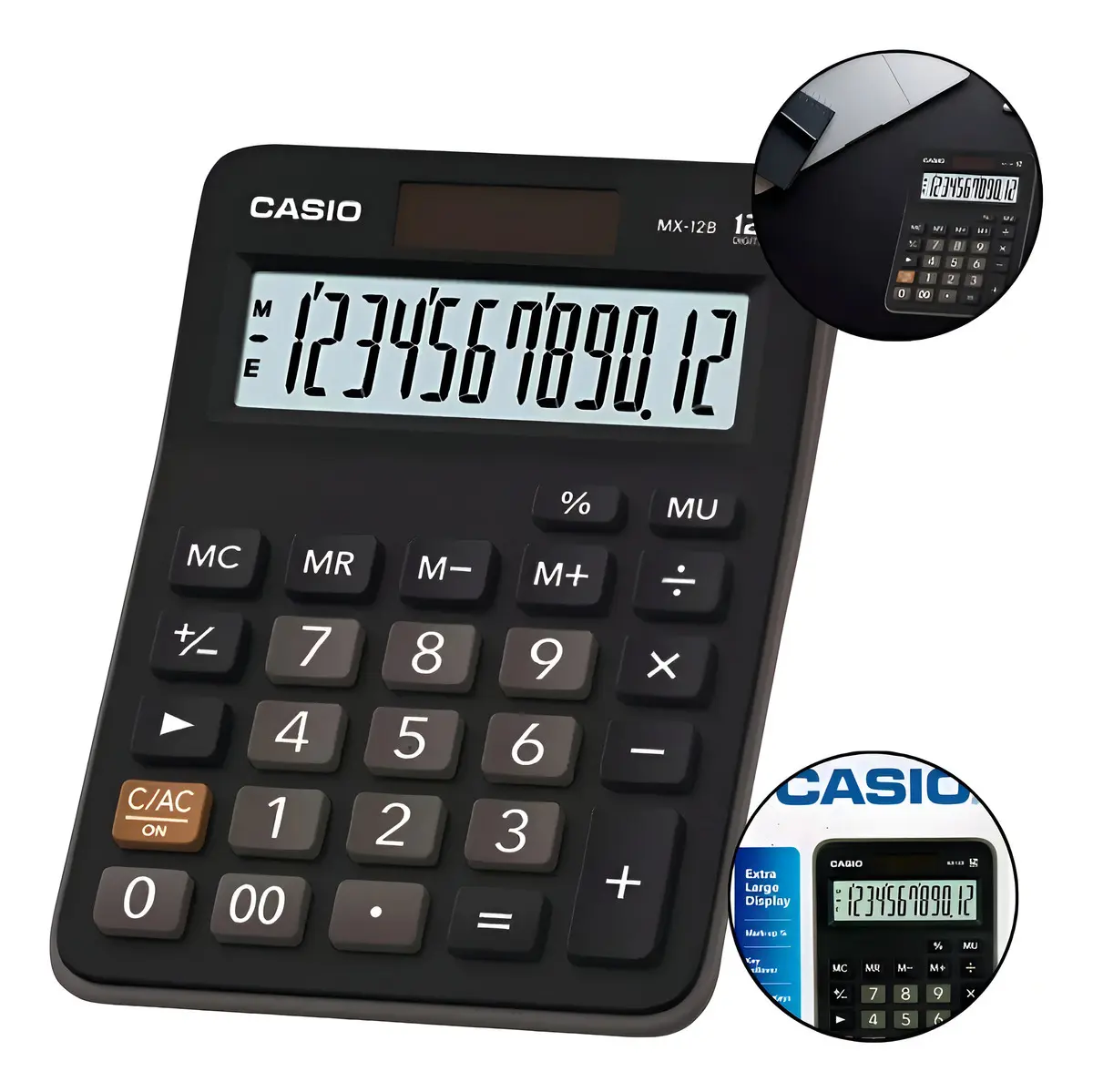 Calculadora de Mesa Com 12 Dígitos para Escritório Escola Comércio Simples Casio MX-12B Cor Preto