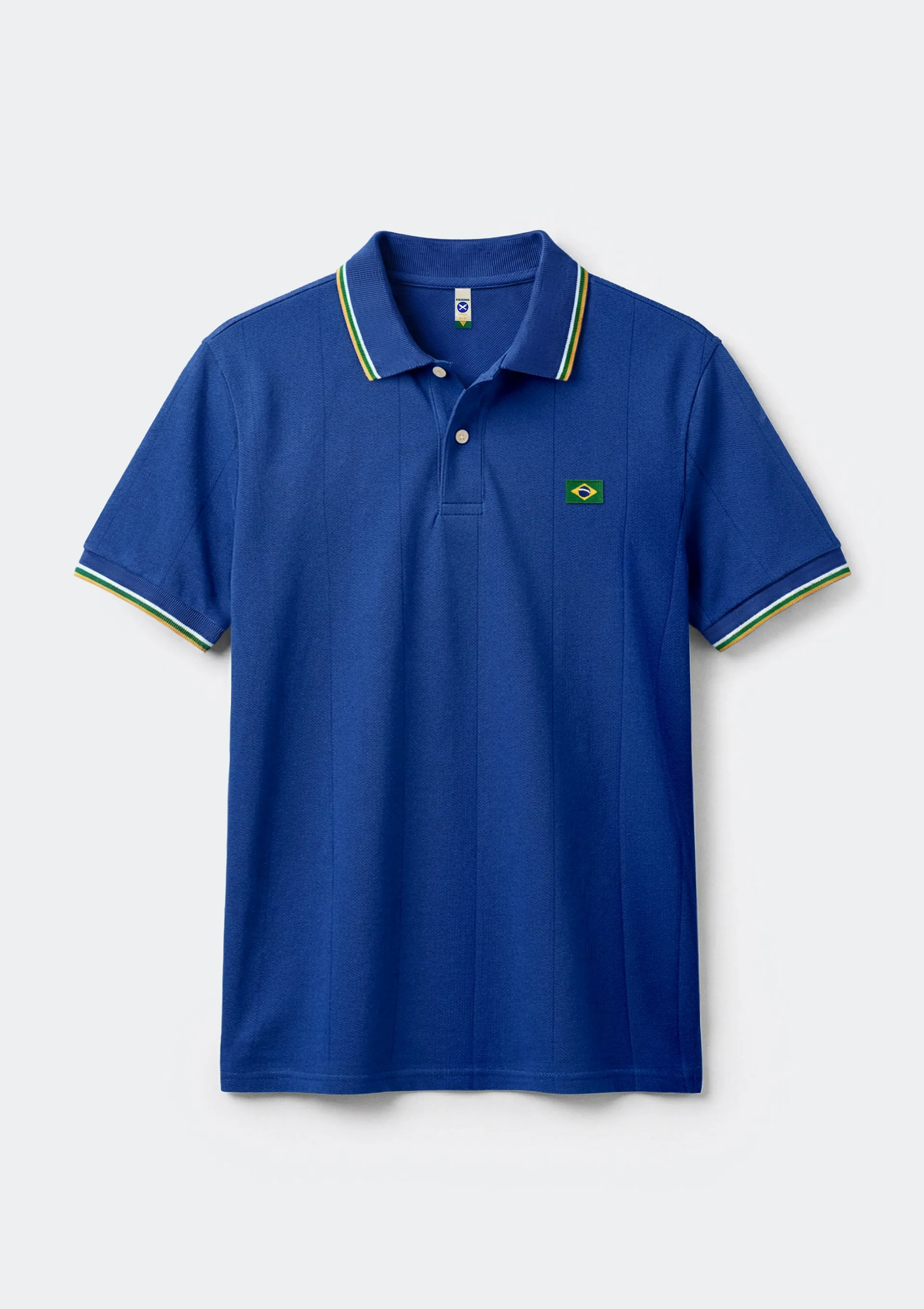 Polo Masculina Esportiva Com Patch Drop Brasil - Azul