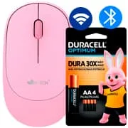 Mouse sem fio bluetooth, 1200DPI, Rosa, MWB451, App-Tech + Pilha Alcalina Duracell Pequena...