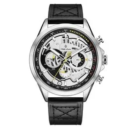Relógio Masculino Philip London Destroyer Couro PL80386622MBRN Prata