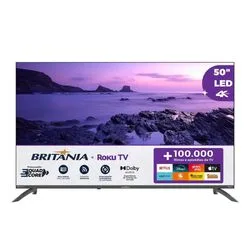 Smart TV 50 Britânia Ultra HD LED BTV50VA4REGB com Sistema Operacional Roku TV, Dolby Audio, Processador Quad-Core, Entradas USB e HDMI