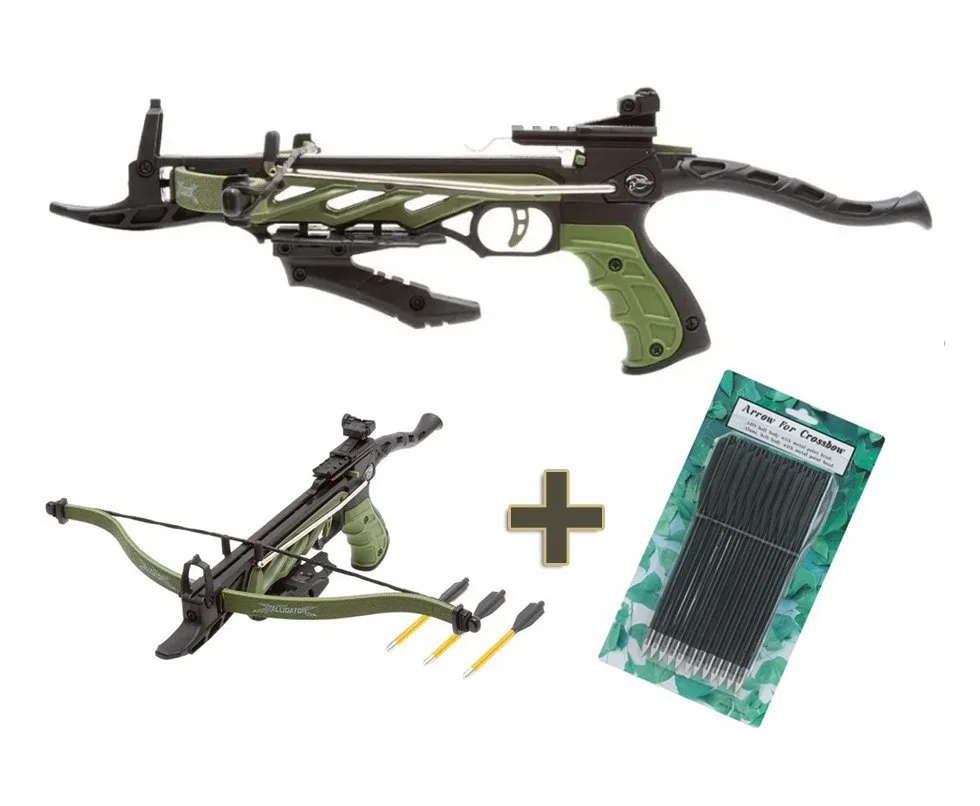 Besta/Balestra MK-TCS1-G Alligator 80 Libras Verde - Mankung + 12 Flechas