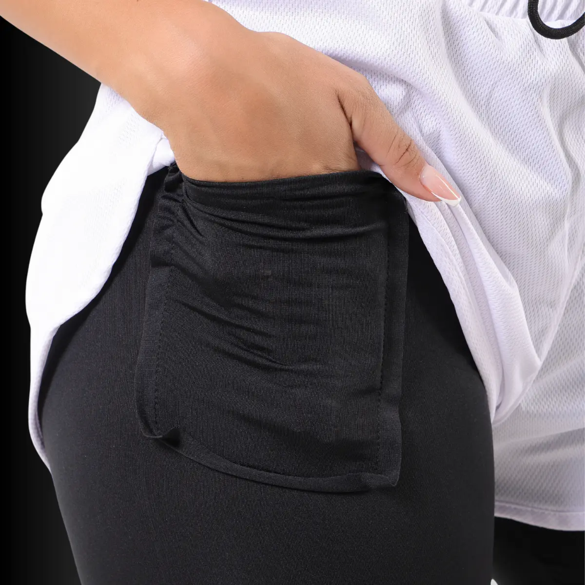 Short Duplo Compreensão Fitness Bermuda Academia Feminino
