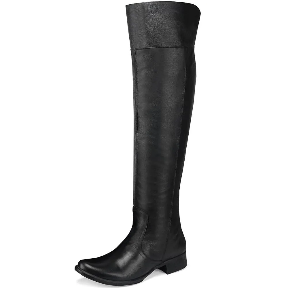 Bota Feminina Over The Knee Cano Alto Couro Peccato RN Ancara Preta