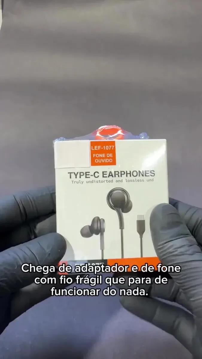 Fone Tipo C Intra Auricular Com Microfone Controle Volume Som Estéreo Grave Forte Cabo Nylon Resistente Compatível Android Samsung Xiaomi iPhone 15 16 17 Usb-c Premium Eletric Teck