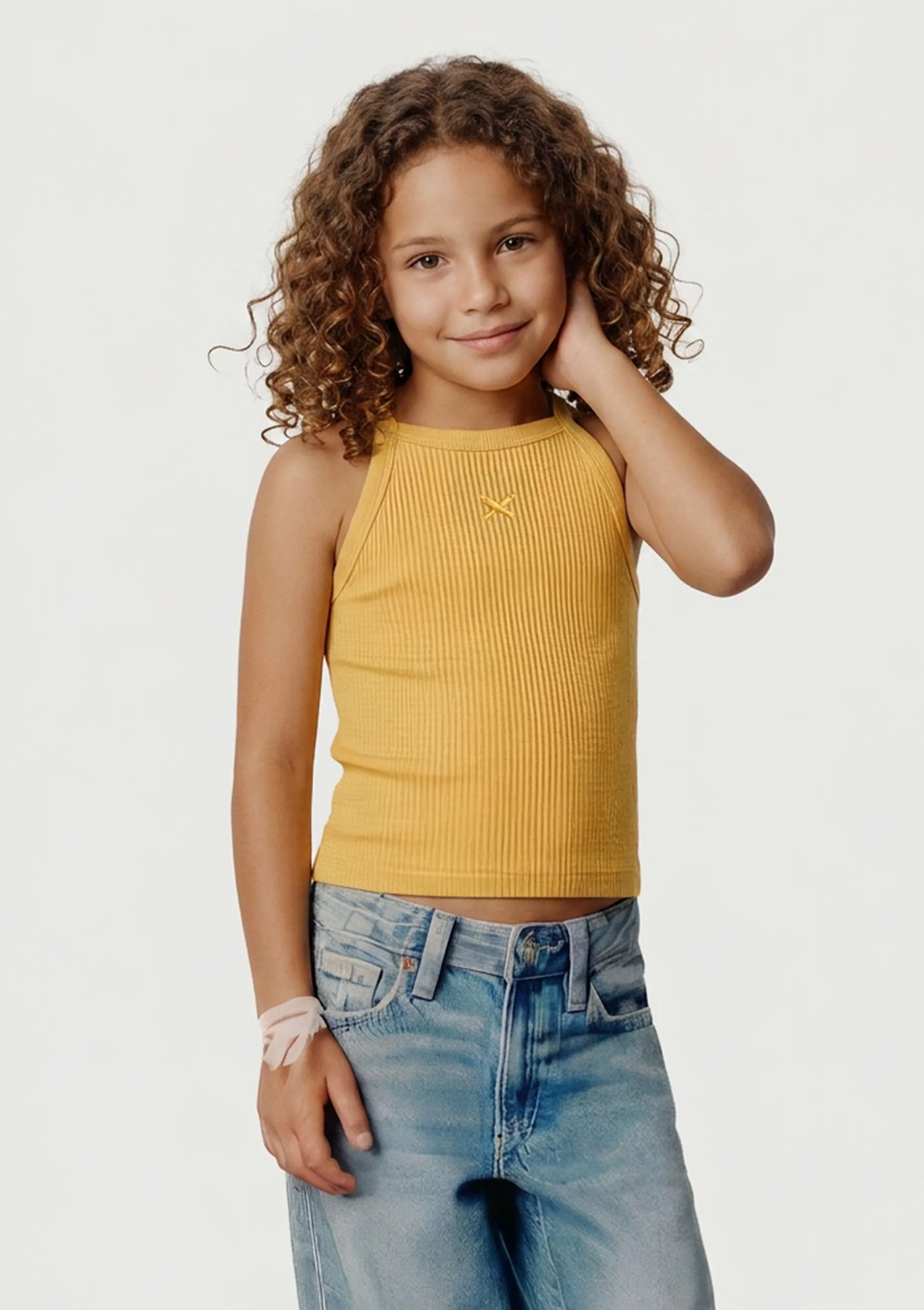Regata Infantil Menina Em Ribana Drop Brasil - Amarelo