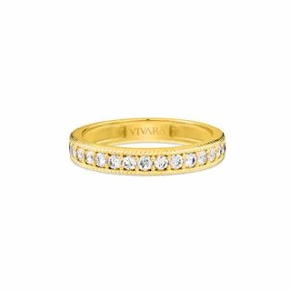 Meia Aliança Jazz em Ouro Amarelo 18k com Diamantes, 3mm
