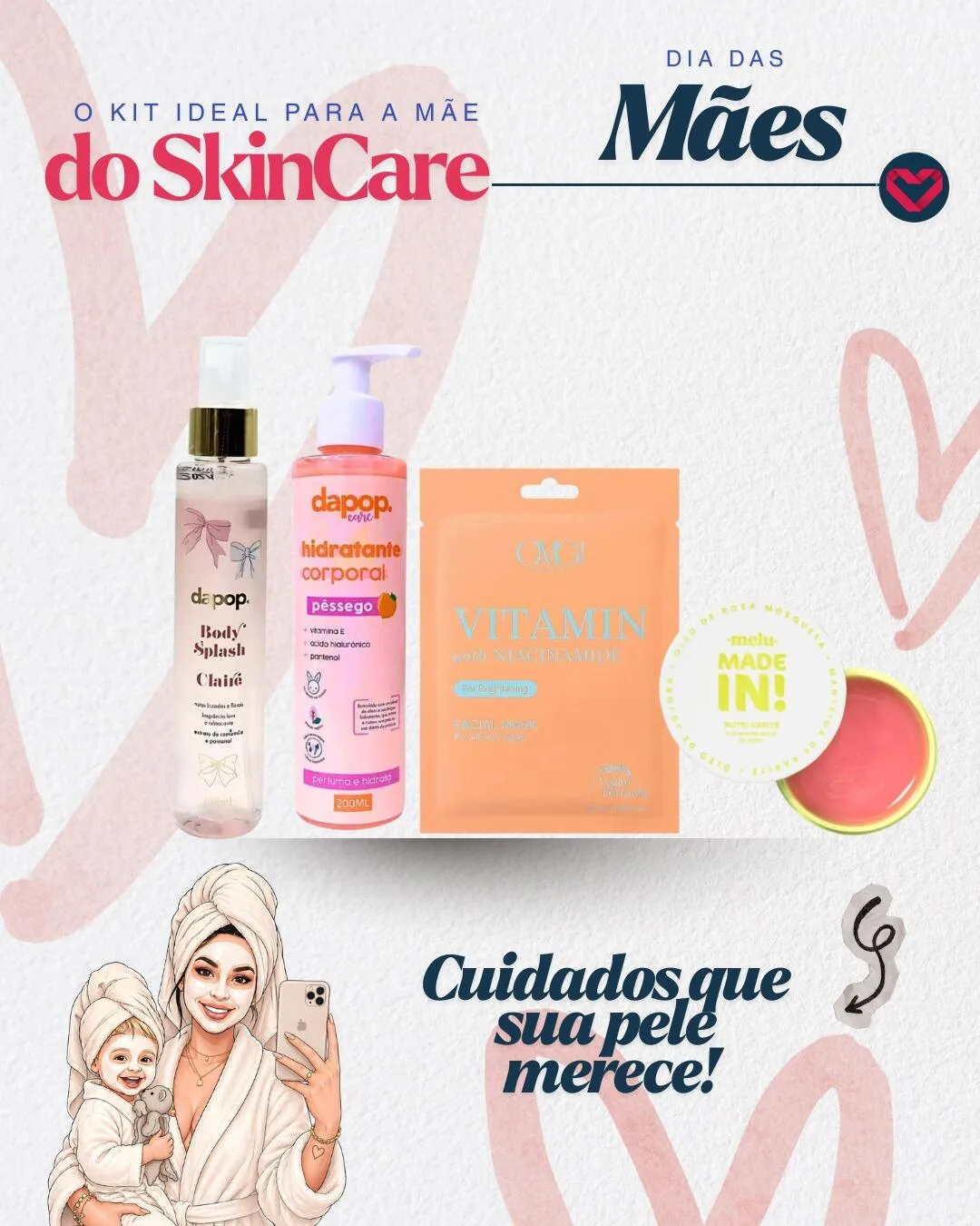 Kit De Maquiagem Mãe Do Skincare