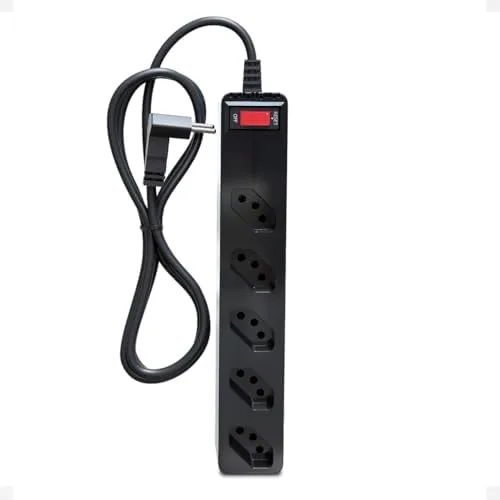 Filtro de Linha iCLAMPER Energia 5 com Proteção contra Surtos Elétricos(DPS) 5 Tomadas, 3 Pinos, 10 Amperes para PC, Notebook, Roteador, Monitor, Impressora, PS5, Alexa e etc, Bivolt, Cabo de 1m Preto