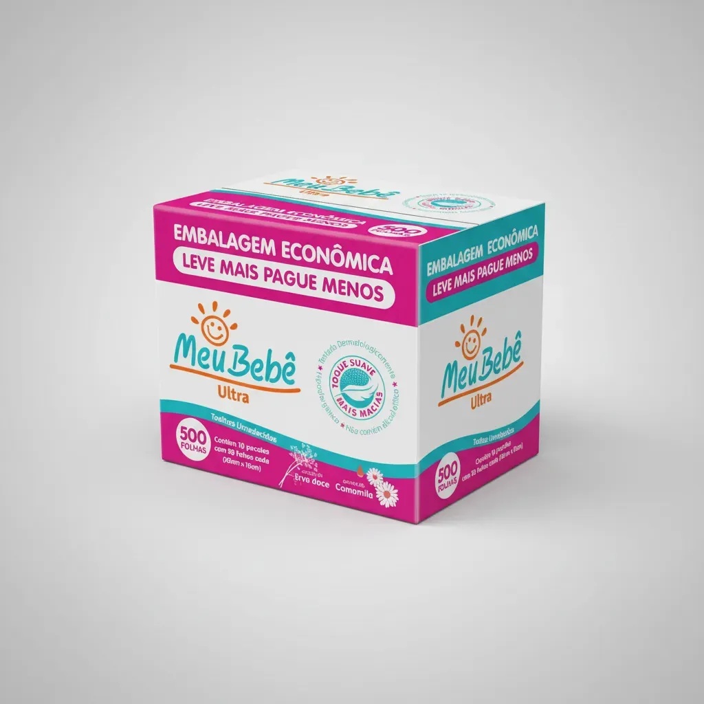 Toalha Umedecida Meu Bebê Ultra Premium Caixa 10 Pacotes - 500 Lenços