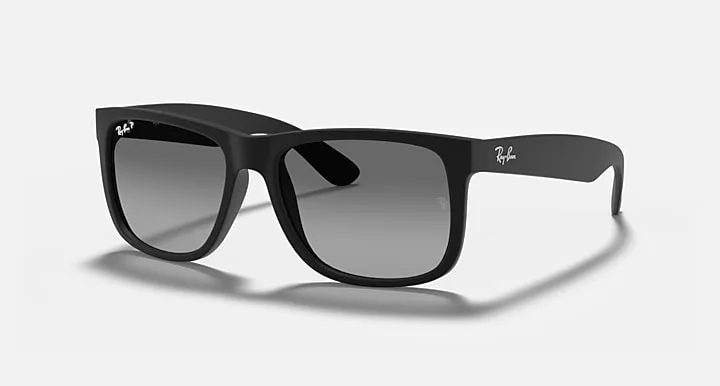Ray-Ban JUSTIN CLASSIC Preto emborrachado|Rubber Black with Cinza polarizado degradê|Polarized Grey Gradient Degradê|Gradient lens