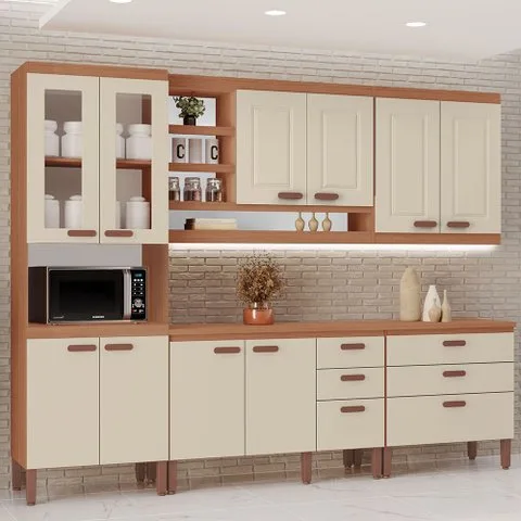 Cozinha Modulada Completa Ester New 100% Mdf Tuboarte 10 Portas e 6 Gavetas