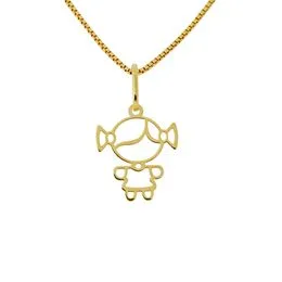 Pingente Ouro 18K Corte Laser Menina Vazada - PG20476
