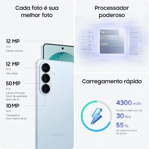 Celular Samsung Galaxy S26 5G, 512GB, 12GB RAM, Galaxy AI, Câmera Tripla de 50+12+10, Tela de 6.3"