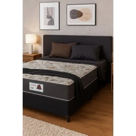 Cama Box Casal + Colchão Top Line Mola Bonnel Serra Negra 60x138x188