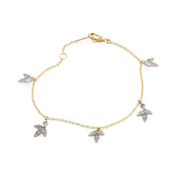 Pulseira de ouro amarelo e ouro branco 18K com diamantes - Folhas - MyCollection HStern