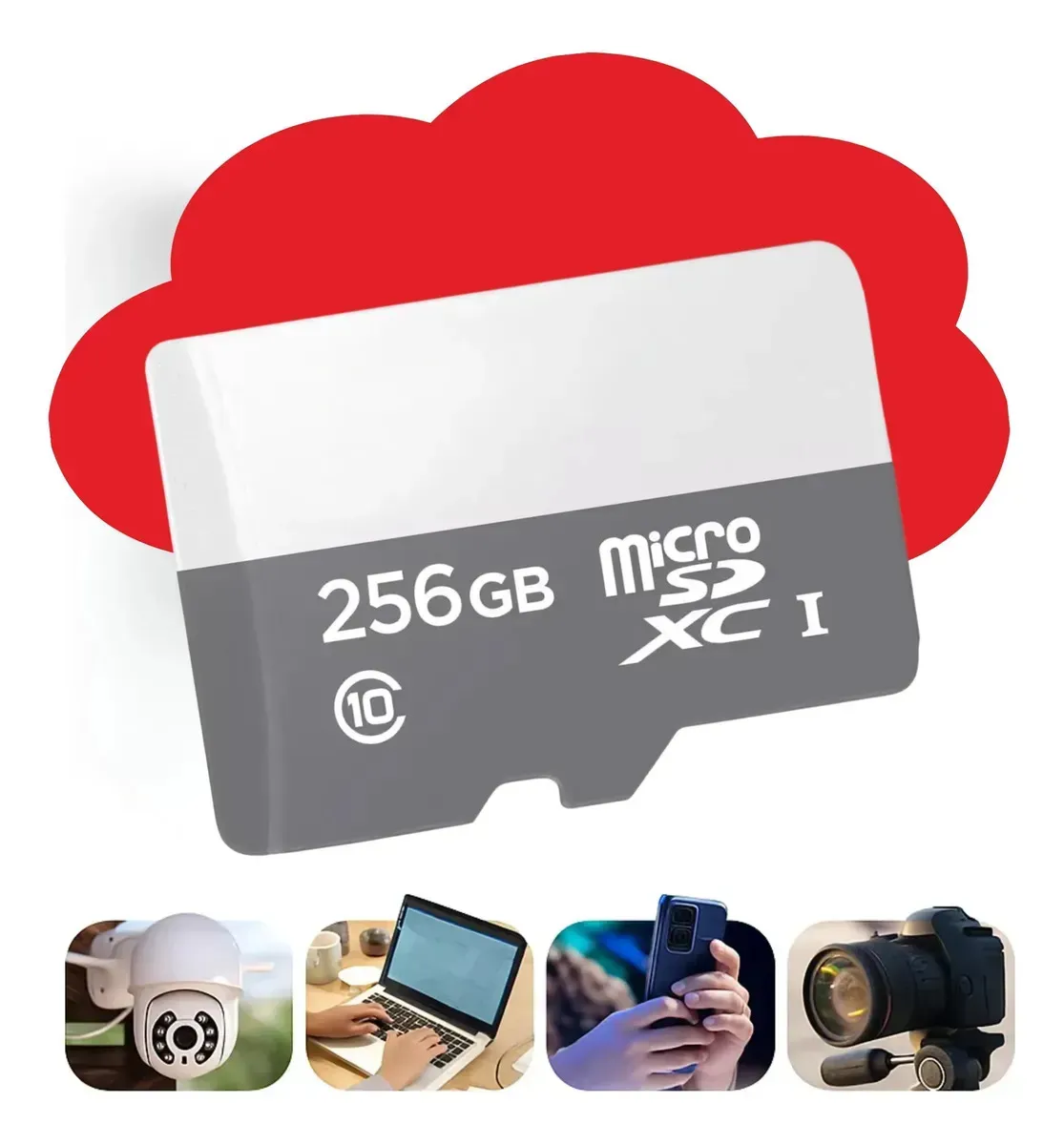 Cartão De Memória 256gb Para Câmeras De Segurança Ou Fotográficas Drones Celular Notebook Wi-fi Micro Sd Classe 10 Ultra 100mb/s Cartão Sd Marca Davely