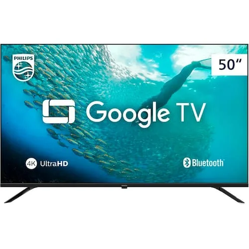 Philips Smart TV 50 LED Ultra HD 4K 50PUG7019 Google TV Comando de Voz Entradas HDMI e USB Preto