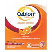Complemento Alimentar Cebion Vitamina C + D + Zinco Laranja 30 Comprimidos Efervescentes
