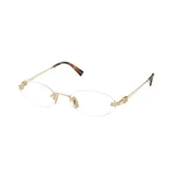 Armação de Óculos de Grau Feminina Miu Miu Oval MU 53WV Cor Dourado - MIU-MIU