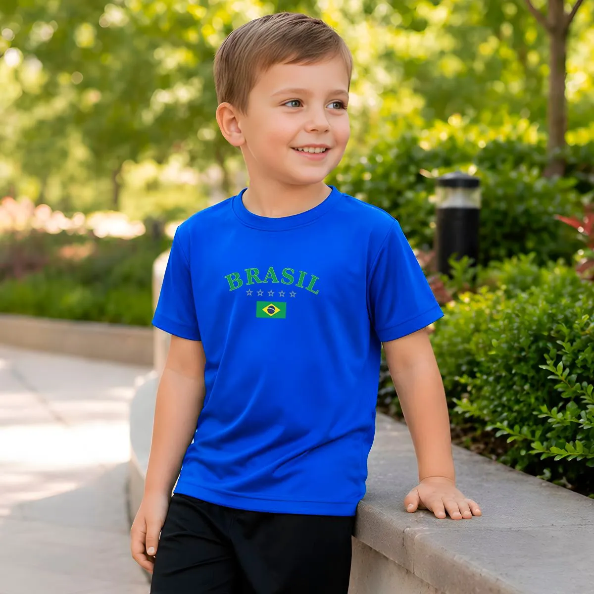 Camiseta Brasil Copa Infantil Sport Fit Proteção Uv