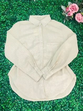 MODAS DOMI Camisa Social Feminina Linho Manga Longa 152