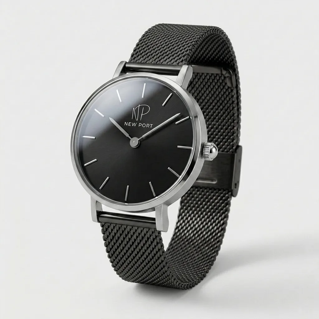 Relogio Masculino Casual Elegante Preto Pequeno 32mm New Port