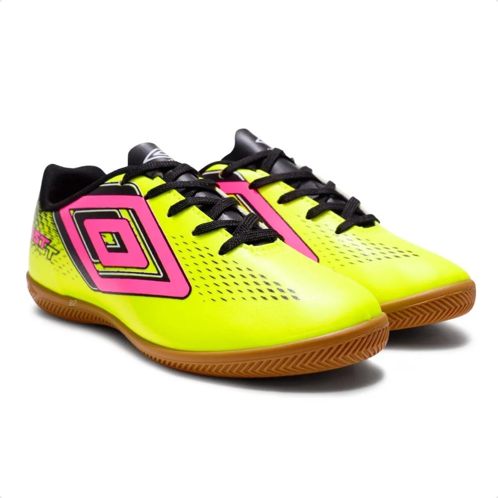 Chuteira Futsal Umbro Fast II Jr Amarelo/Rosa
