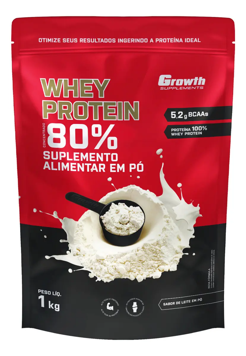 Whey Protein Concentrado 1kg Growth Supplements - Leite Em Pó