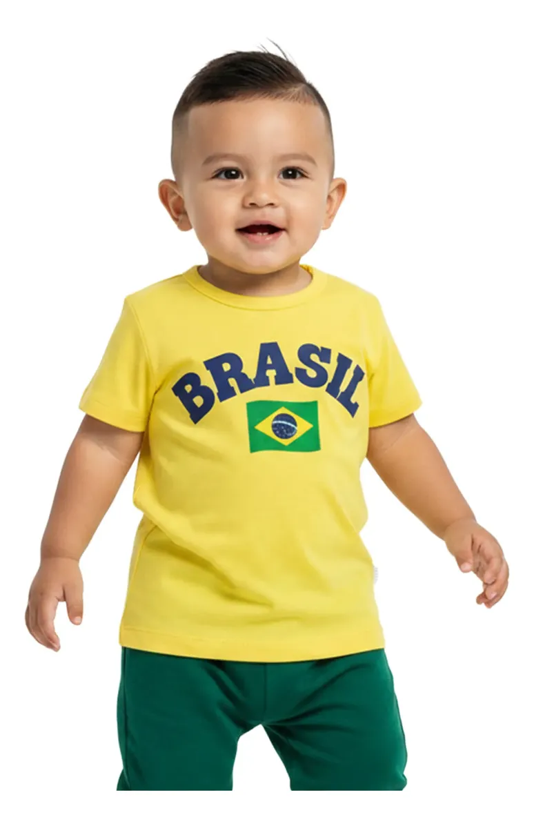Camiseta Do Brasil Infantil Bebê Menino Copa Verde Amarela